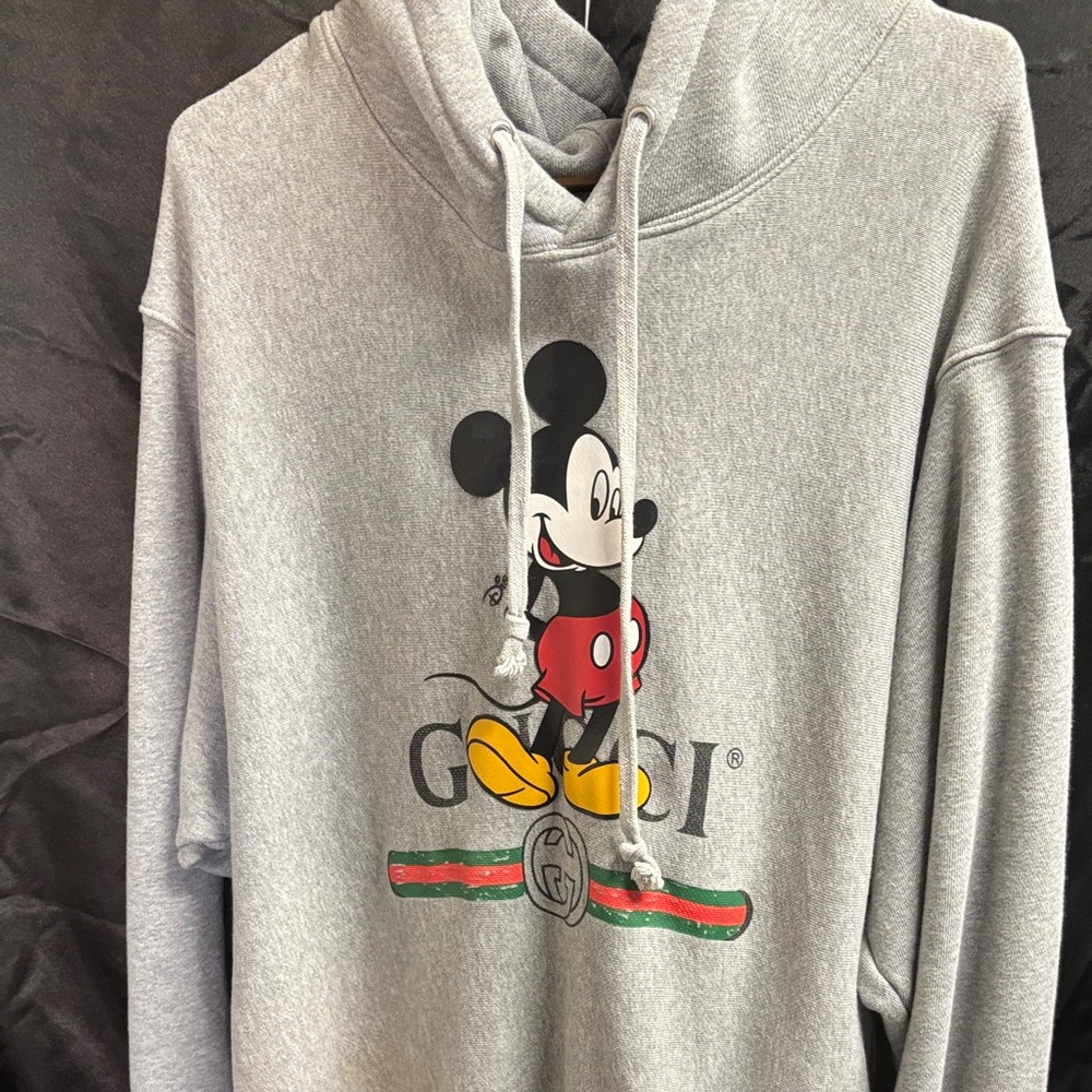 Gucci Gray Hoodie with Mickey Mouse Design